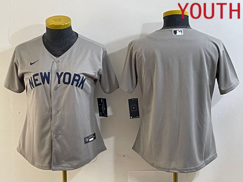 Youth New York Yankees Blank Grey Nike Game 2024 MLB Jersey style 7